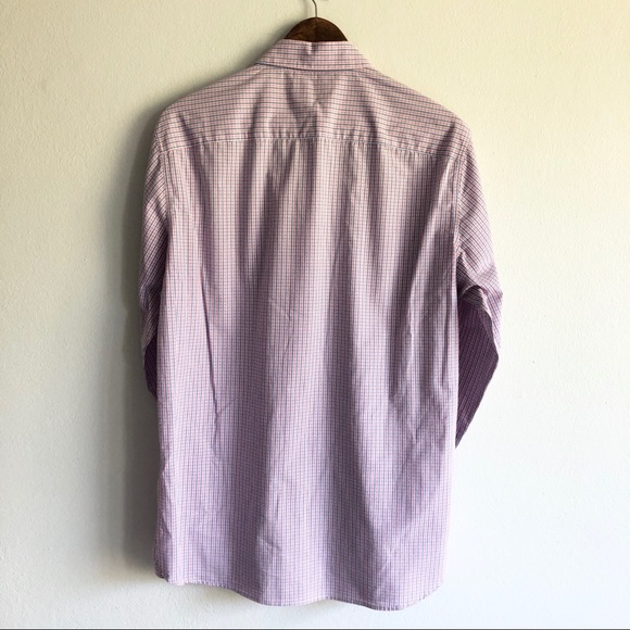 Mens - Long sleeves button down shirt. Pink and blue. Size L. Work shirt - Picture 4 of 5